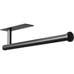 Paper Towel Holder, Improved Premium Paper Towel Holder Under Cabinet, Stainless Steel Paper Towel Holders Rack for Kitchen, Bathroom, Pantry, Fridge, Adhesive or Drilling, Black, 1 Pack