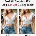 HACI Push up Strapless Bra Thick Padded Demi Underwire Add a Cup Convertible Straps Tshirts Multiway (Black)