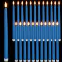 Macarrie 24 Packs Flameless Taper Candles Battery Operated Fake 11 Inch Long Candlelight LED Flameless Candlesticks Flickering Tapered for Christmas Church Prayer New Year Wedding (Blue)
