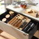 TIOPGHAD Small-Bamboo-Silverware-Drawer-Organizer, Expandable Utensil Kitchen Cutlery Tray Flatware Organization Adjustable Wood Tableware Dividers Storage (with Removable Knife Block)(Natural)