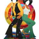 Amyhill 5 ft 70s Disco Couple Cardboard Cutout Stand up Disco Theme Party Decoration Retro Faceless Life Size Photo Prop Dance Couple Backdrop for Groovy Party 1970s Dance Theme Decor