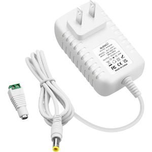 ALITOVE 24V 1A Power Supply 100~240V AC to DC 24 Volt 1 Amp 24W Converter 24 vdc 1000mA 800mA 600mA 400mA 200mA AC Adapter with 5.5mm x 2.5mm 2.1mm Plug for LED Strip Light CCTV Camera DC Pump, White