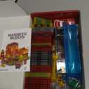 Magnetic Tiles for Kid, 56PCS Construction Magnet Tiles with Fire Truck & Station, Building, Road, Crane, and Car Truck - STEM Magnetic Blocks for Kids Ages 4-8, Toys for 4+ Year Old Boys Gifts