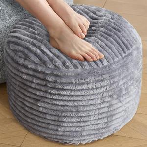 SHOUREN Stuffed Round Ottoman,Pouf Ottoman Foot Rest, 20 X 15, Dark Grey