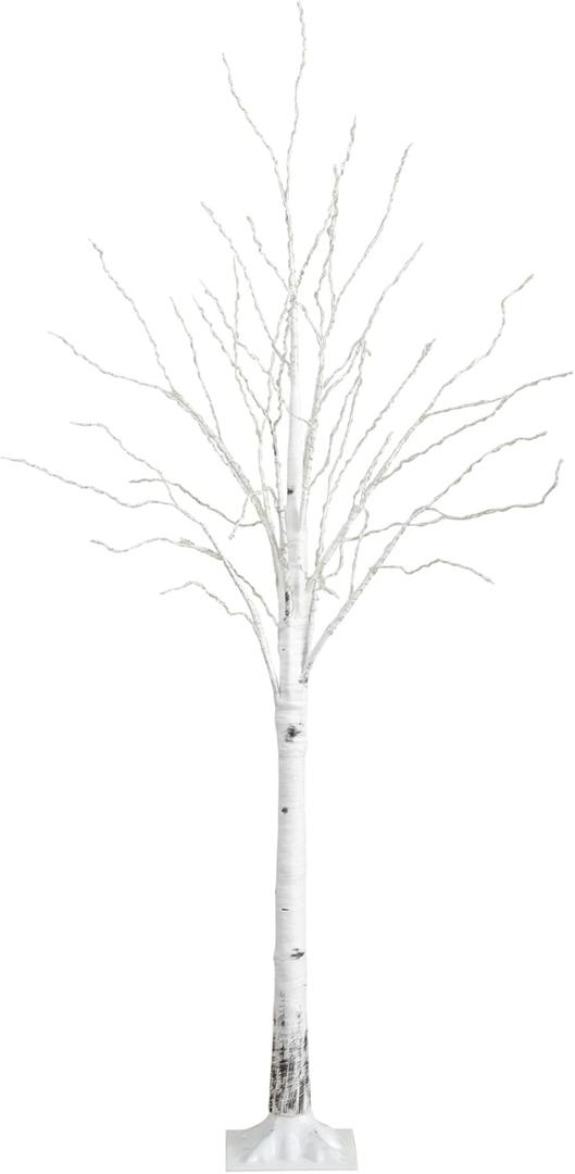 Nearly Natural 3-FT Pre-lit Artificial White Birch Tree with LED Lights, 92 Warm White LEDs for Indoor Home Dcor, Fake Lighted Birch Tree for Winter, Valentine's Day, Easter Decorations