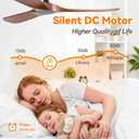 52 Inch No Light Wood 3 Blade Ceiling Fan,Dark Walnut,Remote Control