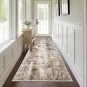 Capslpad 2x8 Brown Abstract Hallway Runner, Ultra Soft Fabric Washable Runner Rug, Non-Slip Rubber Backing, Stain Resistant Low Pile Runners for Hallways, Kitchen, Entryway, Bedroom, Laundry