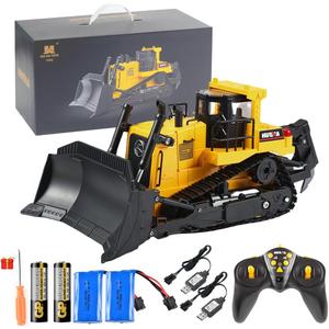 HUINA 1554 1/16 Scale Remote Control Bulldozer 2.4GHz 11CH RC Construction Vehicle with Lights & Sound Toy Electric Toys for Kids 8+ Years Old