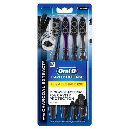 Oral B Cavity Defense 123 Black Toothbrush � Medium (Pack of 4)