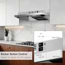 Stainless Steel Under Cabinet Range Hood, Slim Kitchen Vent Hood Ducted/Ductless Convertible with 2 Speed Exhaust Fan, 3-Layer Aluminum Filters,LED Lights (Matte, 30)