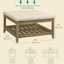 SONGMICS Round Coffee Table with Storage, Solid Wood Frame