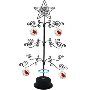 HOHIYA Rotating Ornament Display Tree Stand 24 Inch Metal Wire Hook Hanger for Christmas Balls Halloween Ornaments Craft Display Tabletop Decoration Taiwan Made Black