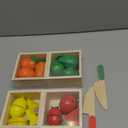 TooyBing Wooden Play Food Toy Set for Kids Kitchen - 30 Pcs Montessori Cutting & Color Sorting Fake Fruit Accessories with 4 Boxes, Play Toys for Toddlers 3, Birthday Gifts for Boys Girls