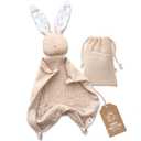 Mikito Organic Cotton Baby Muslin Lovey Bunny - Oeko-TEX & GOTS Certified - Security Blanket & Perfect Loveys for Babies - Unisex New Baby Gift for Ultimate Comfort & Peaceful Dreams (Beige)