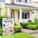 Welcome Summer House Flags for Outdoor Decoration, Watercolor Wildflowers Large Yard Flag,Seasonal Decorative Decor for Holiday Spring Outside 28x40 Inch Vertical Double Sided