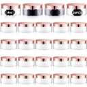 Dandat 24 Pcs 4 oz Plastic Jar Container with Lid and Label Refillable Empty Round Clear with Rose Gold PET Cosmetic Sample Containers for Lotion, Cream, Ointments, Body Butter, Makeup, Travel Storage