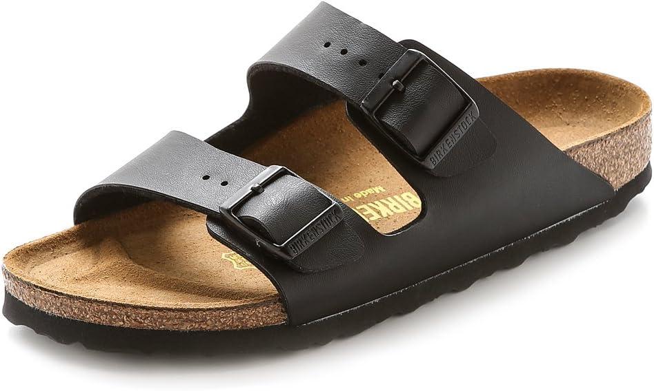 Birkenstock Men's Arizona Sandals (7-7.5 Narrow Women/5-5.5 Narrow Men, Black Birko-flor)