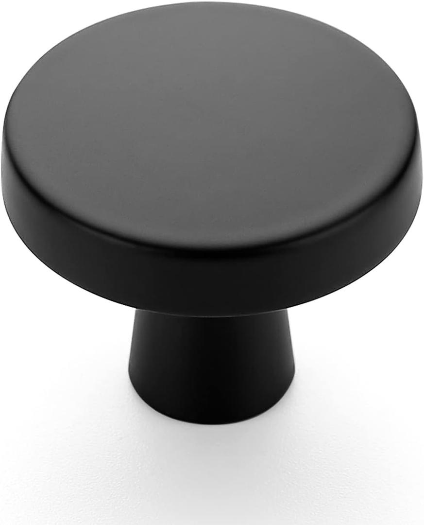 Ravinte 15 Pack Drawer Pulls 1-1/4 Inch Matte Black Kitchen Cabinet Knobs Solid Round Dresser Handles for Simple Cupboard Hardware