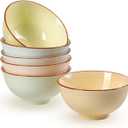 AHX Ceramic Dessert Bowl Set of 6 - Small Porcelain Bowls for Rice, Snack, Ice Cream - Microwave and Dishwasher Safe - Assorted Candy Hue - 4.7 Inch - 10 OZ