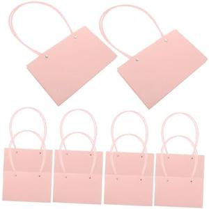 HEALLILY 10pcs Macaron Colored Flower Wrapping Bags with Handle Elegant Pattern Present Packaging for Florists Craft Tote for Weddings Birthdays and Special Occasions