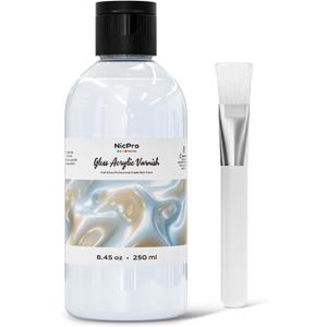 Nicpro Gloss Varnish for Acrylic Painting 8.45oz, Non-Yellowing, Non-Toxic, Anti-Crazing, Clear Acrylic Varnish for Pro Artist, Hobby Painter on Canvas Artwork, Acrylics Paint, Wood, High Gloss Finish