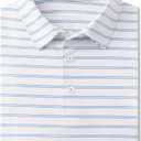 Rouen Men's Polo Shirts Short Sleeve Dry Fit Performance Wicking Moisture Causal Striped Collared Golf Shirts for Men (Pink, S)