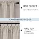 Lecloud Valance for Window 12 Inch Length, Light Filtering Faux Linen Textured Kitchen Curtains, Airy Short Drapes with Rod Pockets for Bathroom Basement Farmhouse, 60" W x 12" L 1 Panel, Linen Color