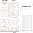 Girl Baby Shower Invitations for Girl, Set of 25 Baby Shower Invites Pink Bow Floral Gender Reveal Invites Cards with Envelopes, Book Request Cards, Diaper Raffle Tickets for Party Supplies /05