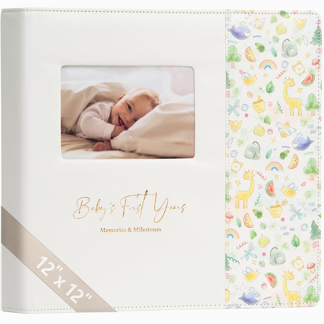 Keepsake Baby Memory Book Girl Boy  Timeless Leather-Bound Baby Milestone Book  Baby Book Keepsake Record First 5 Years  Gender Neutral Baby Scrapbook Album Baby Album Journal Registry Search Gift