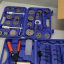 Orion Motor Tech 2 in 1 Brake Caliper Compression Tool & Brake Bleeder Kit, Handheld Vacuum Pump Brake Bleeder Tool Set, Disc Brake Pad Service Tool with Thrust Bolt Retaining Plates & 18 Adapters (Blue)
