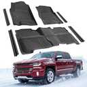 CreekT Floor Mats for Chevy Silverado & for GMC Sierra(Only for Crew Cab)1500 2014-2018;2500HD/3500HD 2015-2019, All Weather Waterproof TPE Car Floor Mats for Chevy Silverado & for Sierra Accessories
