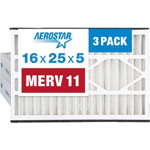 Aerostar 16x25x5 Air Filter MERV 11, Furnance Filters AC HVAC Replacement for Trion Air Bear 229990-105, (3 Pack) (Actual Size:15 5/8 x 24 1/8 x 4 7/8 Inches)