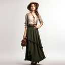 Maxi Skirt for Women High Waist Renaissance Long Skirts Medieval Casual Elastic with Side Pockets (L)