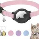 AirTag Cat Collars, Stretchy Collar with Apple AirTag Holder and Bell, Breakaway Ultra Design Elastic GPS Tracking Collars for Cats and Puppies, (7.5-12.5 Inch), Pink
