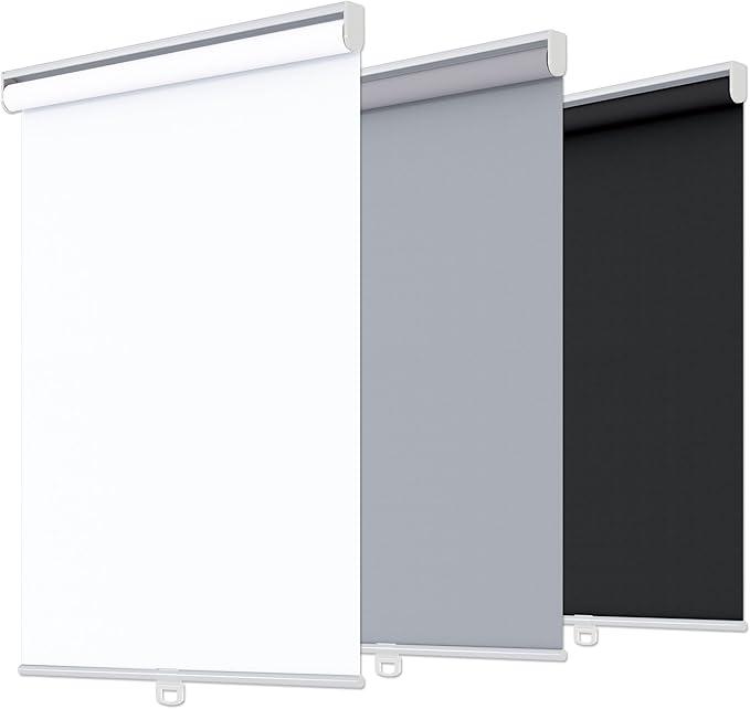 White Cordless Roller Shades – Blackout & UV Protection Blinds for Windows (36" W x 72" H)