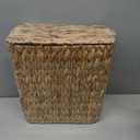 Coeusy 3 Gallon Wicker Trash Can,Small Bathroom Trash Can with Lid,Natural Water Hyacinth Wicker Waste Basket for Bedroom,Toilet,Narrow Garbage Can with Removable Liner