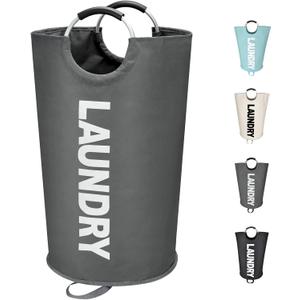 Maxsilan 125L X-Large Laundry Basket, Freestanding Tall Clothes Hamper, Collapsible Laundry Bag, Dark Grey