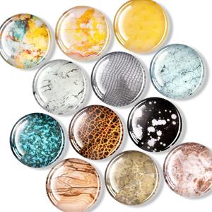 FINDMAG 12 Pack Fridge Magnets, Cute Magnets for Whiteboard, Classroom, 3D Glass Magnet Refrigerator Clear for Picture, Kitchen, Cute Magnet Pretty, Fridge, Cubicle, School, Home, Teacher Supplies (Elegance Marble)