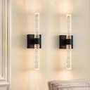 Biewalk Wall Sconce, 5000K Dimmable LED Wall Light Fixtures Hard-Wired Modern Wall Lighting with Crystal Bathroom Vanity Sconces Black Wall Lamp for Bedroom Living Room Corridor Kitchen