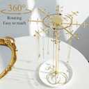 Rotating Necklace Holder Jewelry Stand, Gold Necklace Organizer Display with 48 W-shaped Hooks,Jewelry Organizer for Necklaces Earrings Rings Storage Tree, Presents for Women