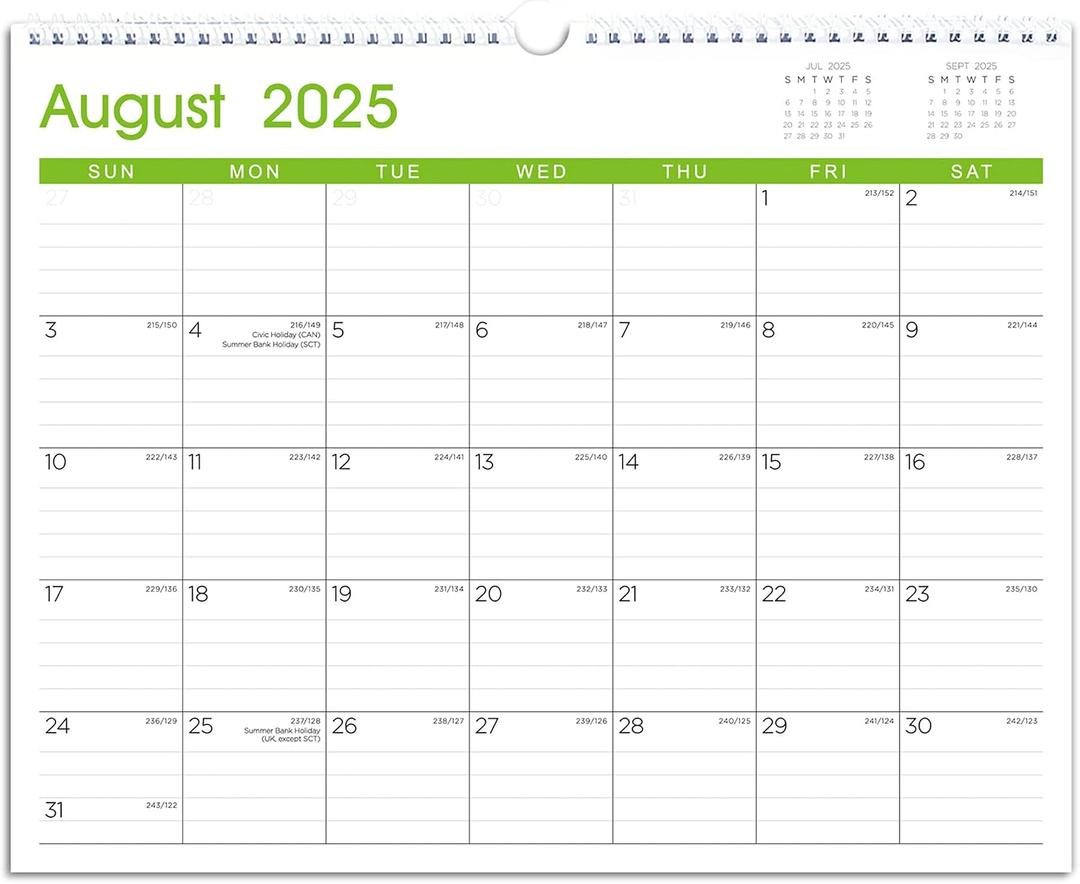 5 x Calendar 2025-2026: Large Monthly Wall Calendar for Planning & Organizing, 17 Months Hanging Calendar from August 2025 to December 2026, Size 14.5 x 11.5
