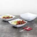 Restaurantware Moderna 64 Ounce Fancy Plastic Bowls 10 Square Disposable Salad Bowls - Durable Heavy-duty White Plastic Bowls For Warm And Cold Foods