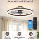 VOLISUN Low Profile Ceiling Fans with Lights and Remote, 24in Flush Mount Ceiling Fans with Light, 3000K-6500K Dimmable Fandelier LED Fan Light, Brown Bladeless Ceiling Fans with Lights for Bedroom