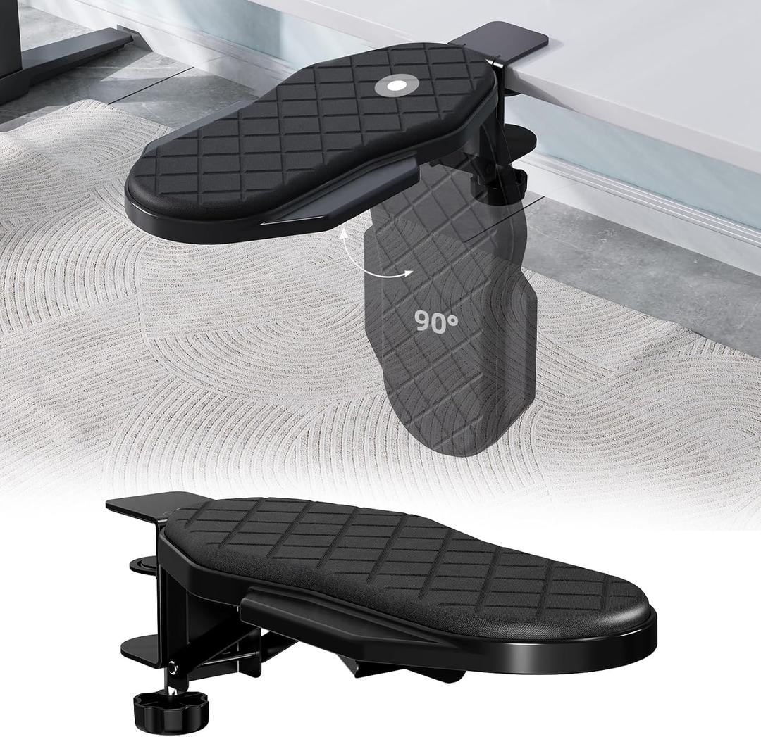 CABTE Ergonomics Desk Extender Tray, Table Mount Arm Wrist Rest Shelf, 90 Foldable Elbow Arm Support,Foldable, Swivel, Computer Desk Extender Tray for Home and Office (Foldable Model)