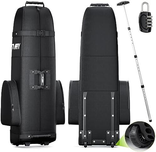 APTY Padded Golf Club Travel Bag with Wheels, Golf Luggage Case Cover for Airline - with Luggage Lock, Waterproof Coating Layer, 1680D Wear-Resistant Oxford