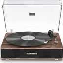 Record Player Belt Drive Turntable with Built-in Speakers High Fidelity Sound Vinyl Record Player with Magnetic Cartridge Bluetooth Playback Wireless and RCA Line Output
