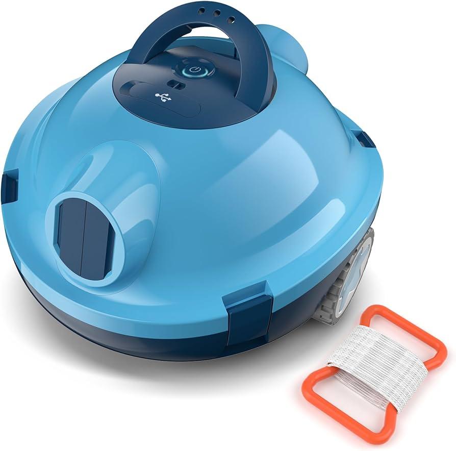 Y10 Cordless Robotic Pool Cleaner Automatic Vacuum - 90 Mins Runtime, Powerful Suction, Self-Parking, Lightweight for Above/Inground Pools Up to 65ft/1100 Sq.Ft, Lakeblue