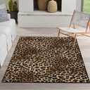 Leopard Rug 4x6 Cheetah Print Washable Non-Slip Rug Ultra Soft Low-Pile Indoor Carpet for Living Dining Playroom