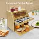Upgraded Bread Box for Kitchen Countertop, Double Layer Bread Storage Container, Wooden Bread Storage Bin, Bread Boxes for Kitchen Counter Corner, Cabinet, Pantry, Cupboard (Raw Wood)