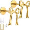 Blulu 2 Pcs Metal Bow Curtain Holdbacks Gold Wall Mounted Bow Curtain Hold Backs Curtains Modern Gold Holders for Living Room Bedroom Office Home